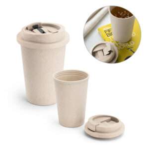 Copo de viagem em fibra de bambu e PP 380 mL.