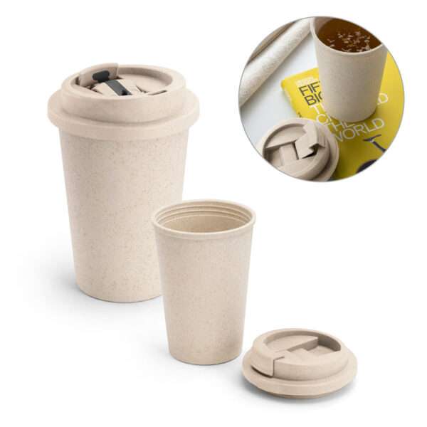 Copo de viagem em fibra de bambu e PP 380 mL.