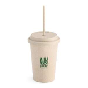 Copo de viagem em fibra de bambu (60%) e PP (40%) 450 mL.
