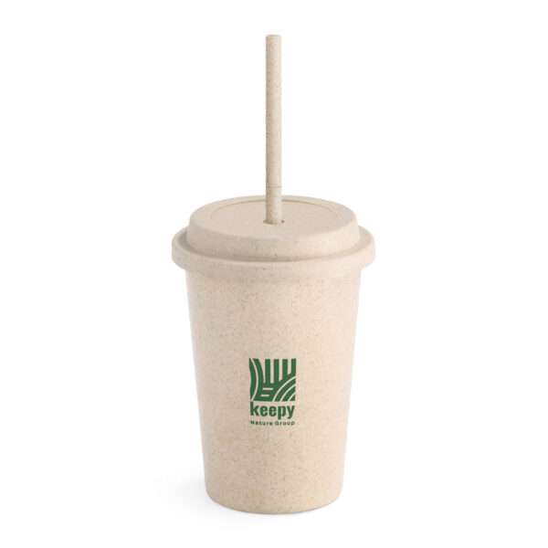 Copo de viagem em fibra de bambu (60%) e PP (40%) 450 mL.