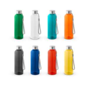 Squeeze em rPET 100% reciclado e tampa em aço inox 580 mL.