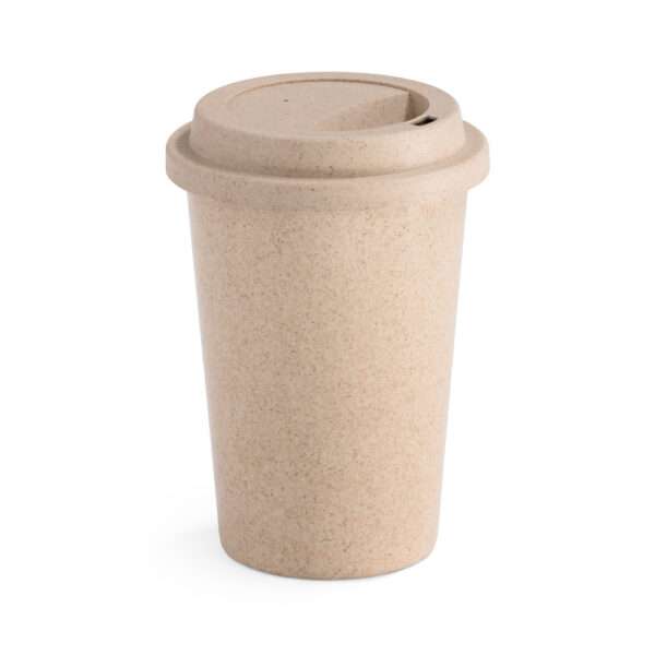 Copo para viagem em fibra de bambu (60%) e PP (40%) 450 mL.