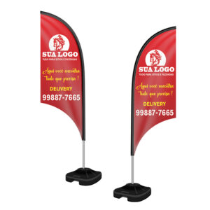 Wind Banner Kit Completo Tecido Oxford Modelo Vela Altura Montado 250 Metros M