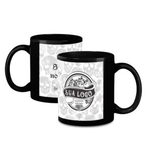 Caneca Copos E Tacas Canecas Com Sublimacao Canecas De Porcelana Simples 325ml Preta Com Janela Branca