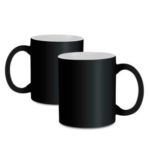 Linha De Atacado - Canecas De Porcelana Magica Termossensivel 325ml Preta Fosca