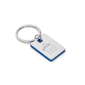 Chaveiro Gravacao A Laser Metal Modelo Plaquinha Detalhe Azul