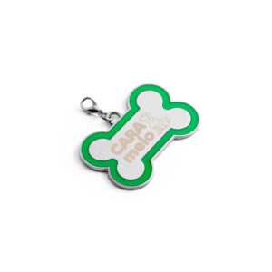 Chaveiro Gravacao A Laser Metal Modelo Osso Com Detalhe Em Abs Verde