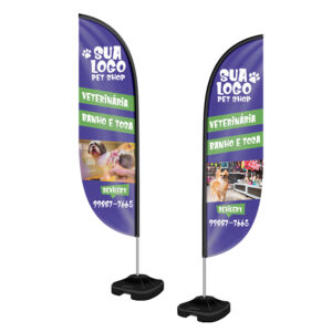 Wind Banner Kit Completo Tecido Oxford Modelo Pena Altura Montado 300 Metros G