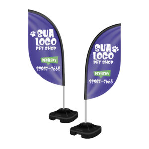 Wind Banner Kit Completo Tecido Oxford Modelo Pena Altura Montado 190 Metros P