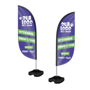 Wind Banner Kit Completo Tecido Oxford Modelo Pena Altura Montado: 2,50 Metros M
