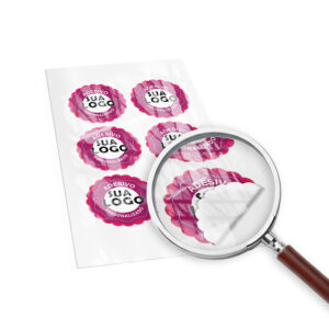 Adesivos Rótulos Folha Bopp Metalizado Com Tinta Branca 135x135mm