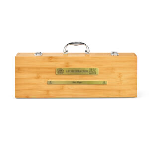 Kit Churrasco Estojo De Bambu 6 Peças Com Acrílico