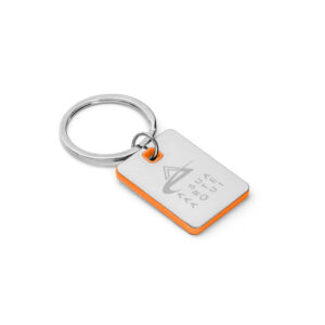 Chaveiro Gravacao A Laser Metal Modelo Plaquinha Detalhe Laranja