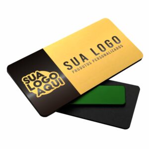 Crachá Magnetico Modelo Retangular Abs Dourado 60x15mm