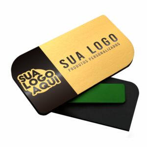 Crachá Magnetico Modelo Retangular Abs Dourado 60x15mm
