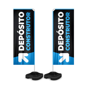 Wind Banner Kit Completo Tecido Oxford Modelo Retangular Altura Montado: 2,30 Metros M