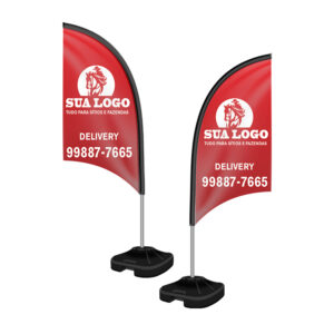 Wind Banner Kit Completo Tecido Oxford Modelo Vela Altura Montado 190 Metros P