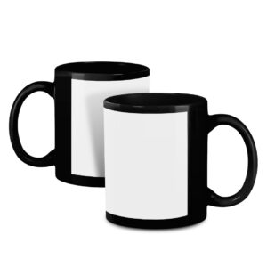 Canecas Copos E Tacas Canecas De Porcelana Simples 325ml Preta Com Janela Branca