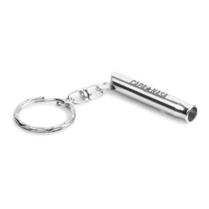 Chaveiro Gravacao A Laser Metal Modelo Trudy Com Apito Cromado Satinado