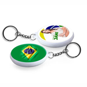 Bottons E Pins Personalizados Dupla Face Com Chaveiro Modelo Redondo Branco 35mm