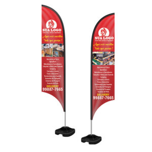 Wind Banner Kit Completo Tecido Oxford Modelo Vela Altura Montado 350 Metros Gg