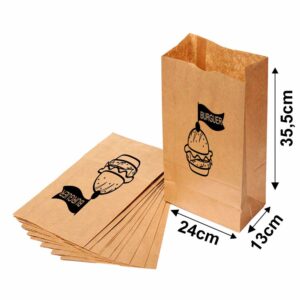 Sacolas E Sacos Sacos Kraft Para Delivery 1x0 Tamanho M 240x355mm