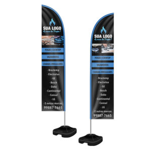 Wind Banner Kit Completo Tecido Oxford Modelo Faca Altura Montado 300 Metros G