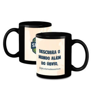 Caneca Copos E Tacas - Preta Com Janela Branca