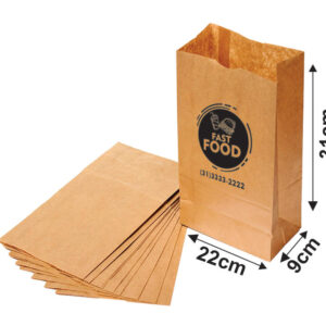 Sacolas E Sacos Sacos Kraft Para Delivery 1x0 Tamanho P 220x310mm