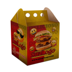 Embalagens Para Delivery Kraft 250g Hamburguer E Sanduiches Com Alca Media