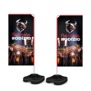 Wind Banner Kit Completo Tecido Oxford Modelo Retangular Altura Montado: 1,80 Metros P