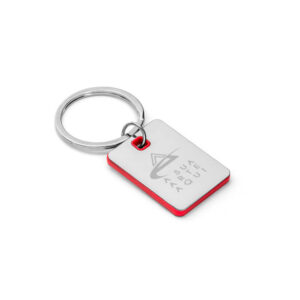 Chaveiro Gravacao A Laser Metal Modelo Plaquinha Detalhe Vermelho