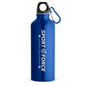 Garrafas E Squeezes Squeeze De Aluminio Modelo Erald Com Mosquetao Gravacao A Laser Gravacao Frontal 500ml Linha Promocional Azul Escuro