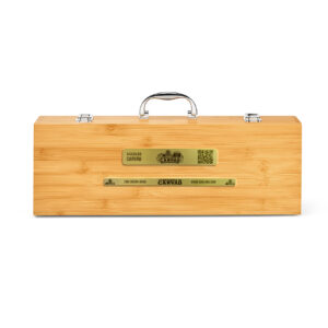Kit Churrasco Estojo De Bambu 6 Peças Com Acrílico
