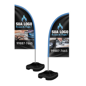 Wind Banner Kit Completo Tecido Oxford Modelo Faca Altura Montado: 1,90 Metros P