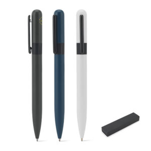 DANTAS. Esferográfica em metal 60% reciclado com design arredondado e escrita em preto