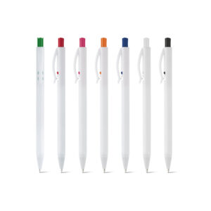 LANA WHITE. Esferográfica em ABS com acabamento brilhante e escrita em azul