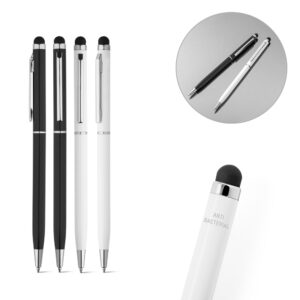 KAYLUM. Esferográfica em alumínio com tratamento antibacteriano e escrita em azul