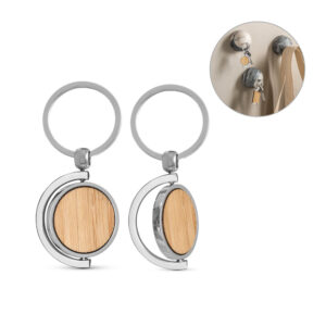 HOMER ROUND. Chaveiro redondo em bambu com revestimento em metal