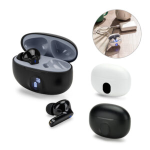 CAETANO. Fones de ouvido wireless em ABS 100% reciclado e autonomia de 4h