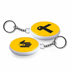 Bottons E Pins Personalizados Dupla Face Com Chaveiro Modelo Redondo Branco 35mm